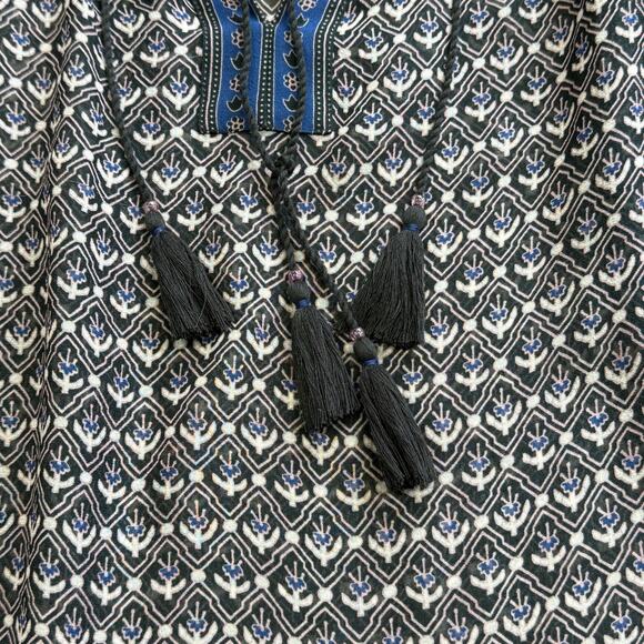 Ulla Johnson Amala Print Silk Double Tassel Sheer Peasant Top Size 0 - Picture 14 of 14